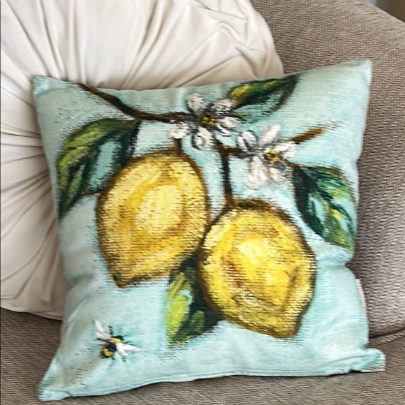 NEW! Cottage Farmhouse Lemon & Honey Bee Accent Throw Pillow - Picture 5 of 9